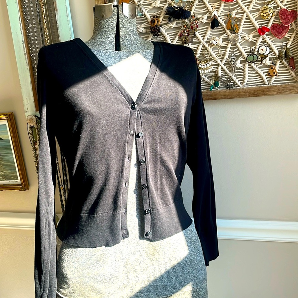Loft V-neck Black Cardigan | Size L